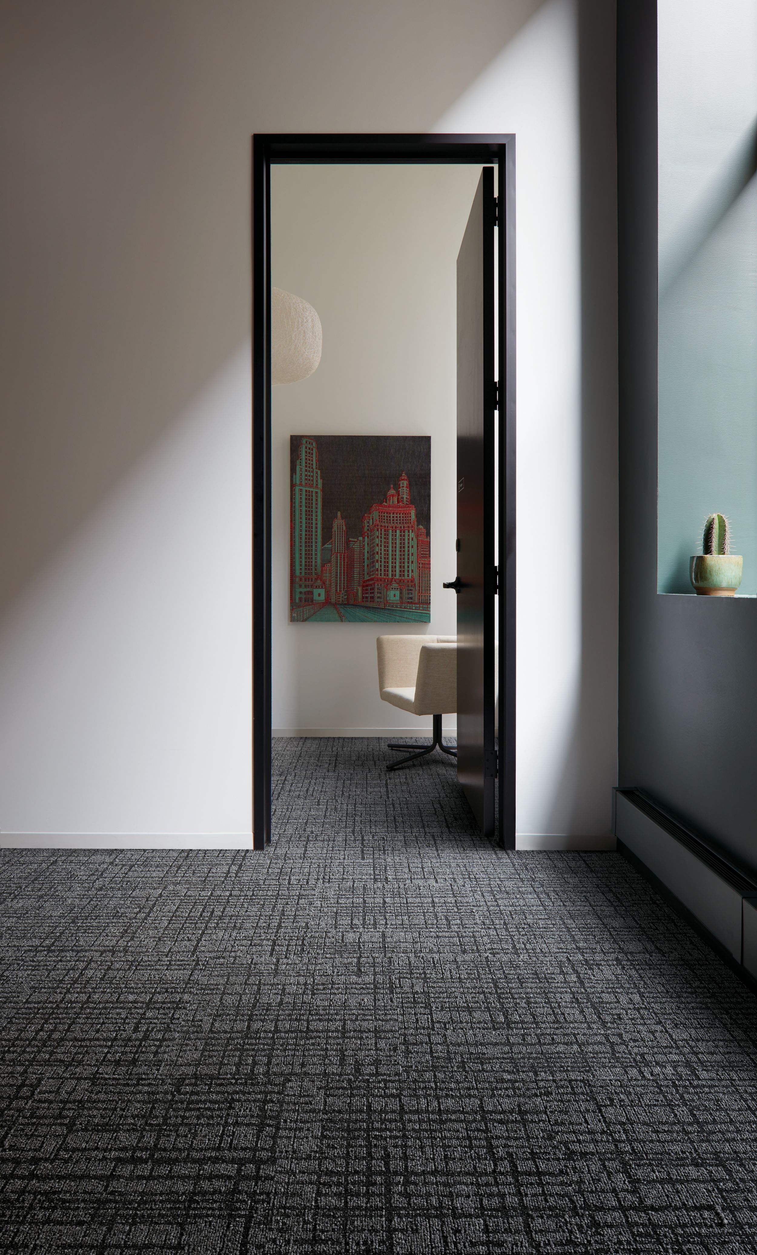 Interface Duplex carpet tile in small room with doorway leading to other room image number 1
